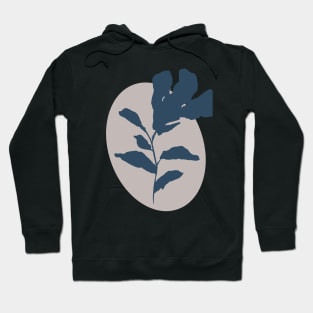 Minimalist blue flower on brown oval Hoodie